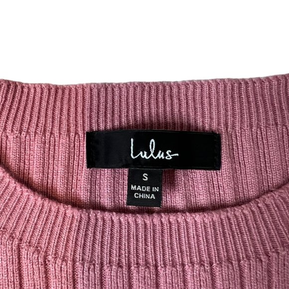 Lulus Pink Ribbed Crop Sweater Wide Sleeve Small - Picture 6 of 6